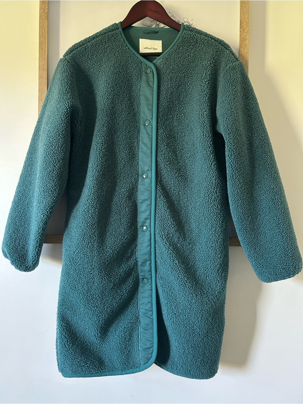 Wilfred Teal Teddy Snap-Front Coat